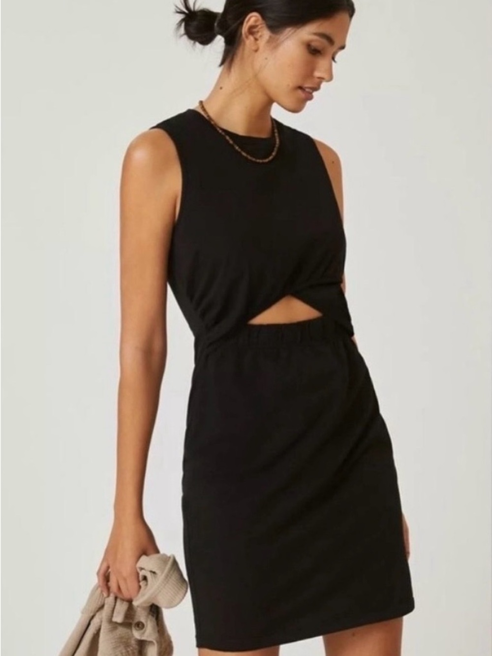 t.la Sleeveless Black Twist-Cutout Mini Dress